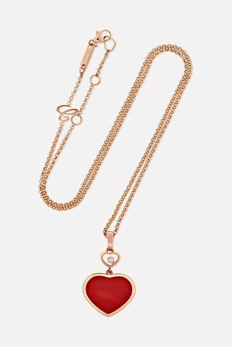 유럽직배송 CHOPARD Happy Hearts 18-karat rose gold, onyx and diamond necklace 665933304120411