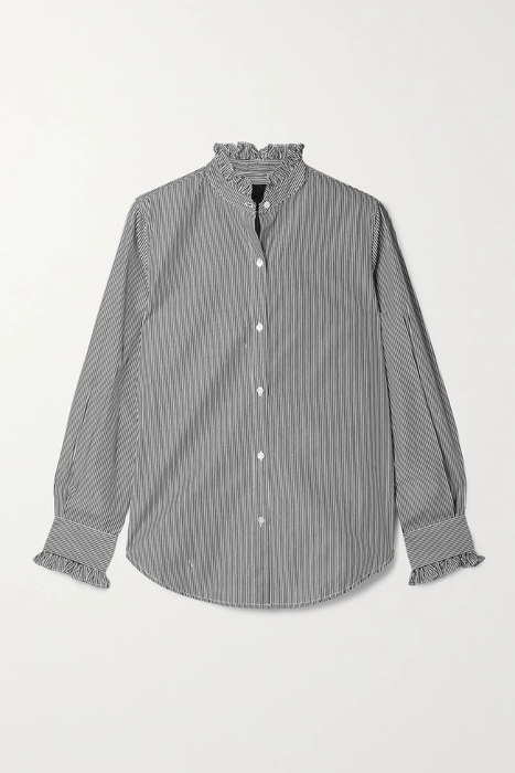 유럽직배송 닐리로탄 NILI LOTAN Lydia ruffled striped cotton-poplin shirt 27086482323074352