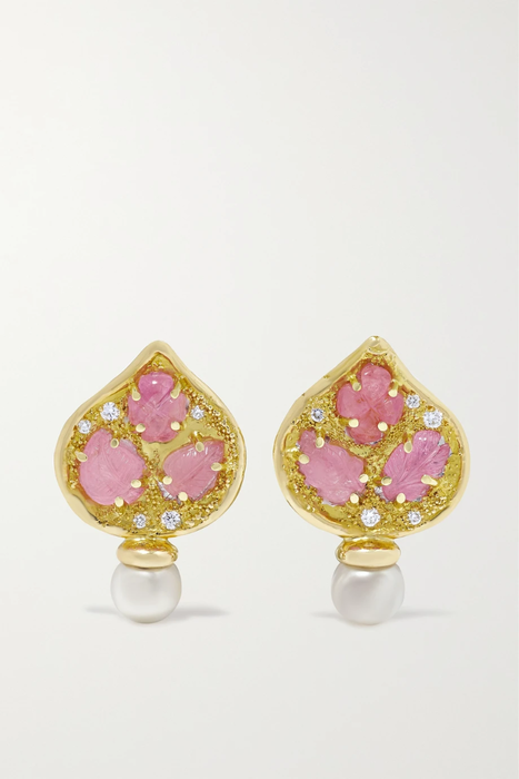 유럽직배송 ELIZABETH GAGE Shiraz 18-karat gold multi-stone clip earrings 29419655932374840