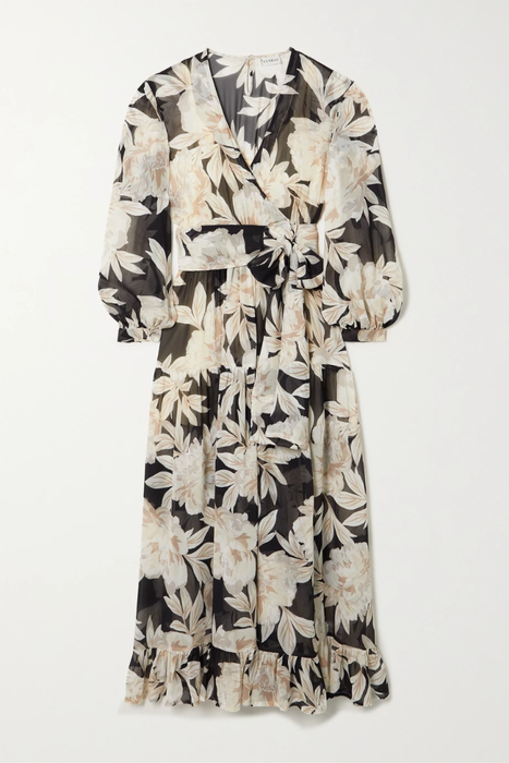 유럽직배송 EVARAE River floral-print silk-georgette maxi wrap dress 24772899113491672