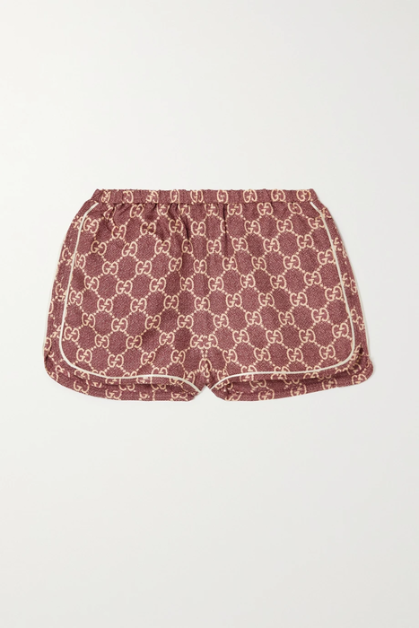 유럽직배송 구찌 GUCCI Piped printed silk-twill shorts 29419655932636219