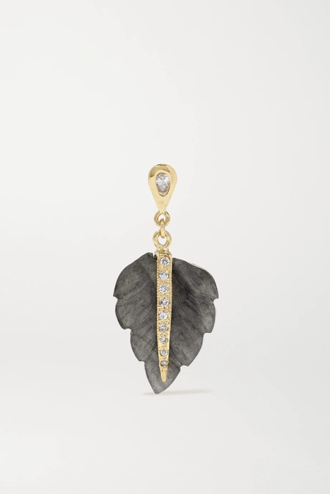 유럽직배송 JACQUIE AICHE Leaf 14-karat gold, labradorite and diamond earring 28591670266440091