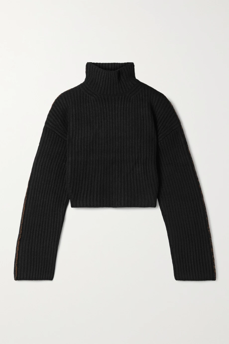 유럽직배송 아크네스튜디오 ACNE STUDIOS Cropped cotton-trimmed ribbed wool turtleneck sweater 11452292646767240