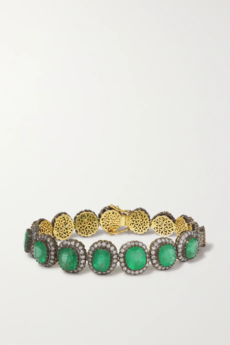 유럽직배송 암라팔리 팔찌 AMRAPALI Sterling silver and 18-karat gold, emerald and diamond bracelet 30629810019618556