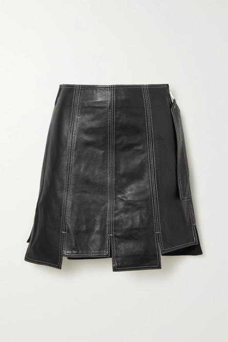 유럽직배송 가니 미니스커트 GANNI Topstitched leather mini skirt 24665545640540050