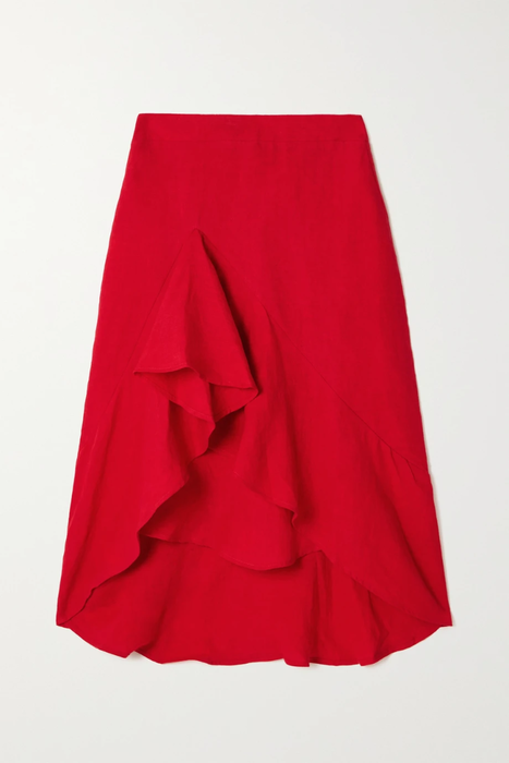 유럽직배송 루카뇨음딩기 스커트 LUKHANYO MDINGI + The Vanguard Jodie asymmetric ruffled linen skirt 20346390235882827