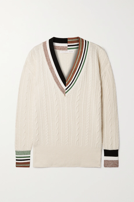 유럽직배송 베로니카비어드 스웨터 VERONICA BEARD Rory striped cable-knit cotton-blend sweater 25185454455905072