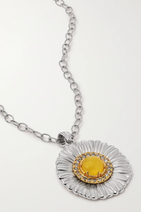 유럽직배송 BUCCELLATI Daisy gold-plated sterling silver, agate and diamond necklace 13452677153260382