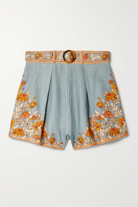 유럽직배송 짐머만 ZIMMERMANN Andie belted pleated floral-print linen shorts 22250442025748833
