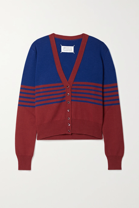 유럽직배송 메종 마르지엘라 MAISON MARGIELA Two-tone striped wool and cotton-blend cardigan 16114163151113975