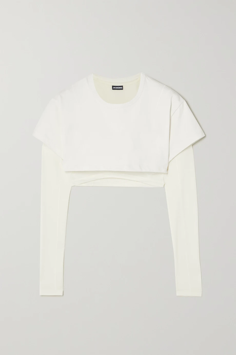 유럽직배송 자크뮈스 JACQUEMUS Cropped layered cotton-jersey and stretch-Lyocell T-shirt 11452292646415468