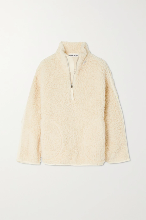 유럽직배송 아크네스튜디오 ACNE STUDIOS Oversized twill-paneled fleece half-zip sweatshirt 11452292646767207