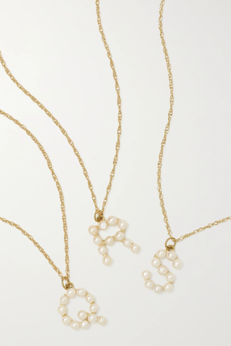 유럽직배송 STONE AND STRAND Initial 10-karat gold pearl necklace 4394988608925496