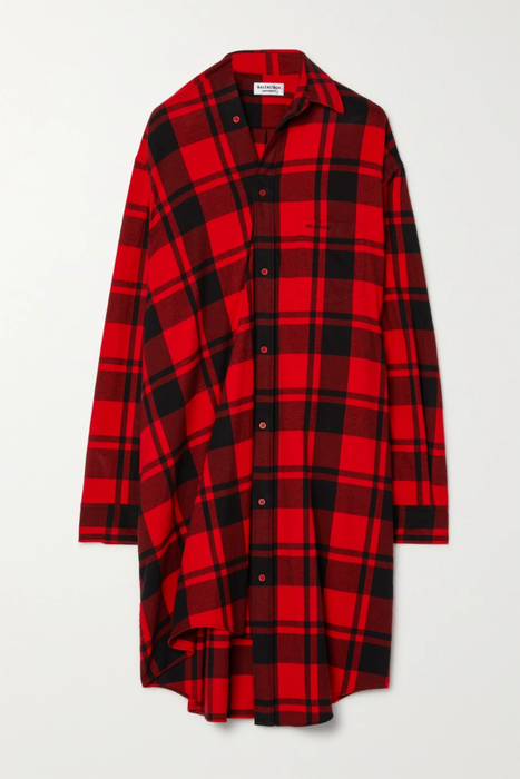 유럽직배송 발렌시아가 셔츠원피스 BALENCIAGA Oversized asymmetric checked cotton-flannel shirt dress 32027475399737035