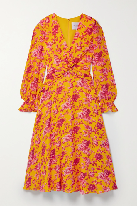 유럽직배송 캐롤리나헤레라 원피스 CAROLINA HERRERA Gathered floral-print silk-georgette midi dress 20346390235444203