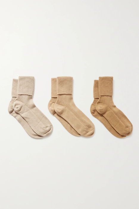 유럽직배송 JOHNSTONS OF ELGIN Set of three ribbed cashmere-blend socks 20346390236418738