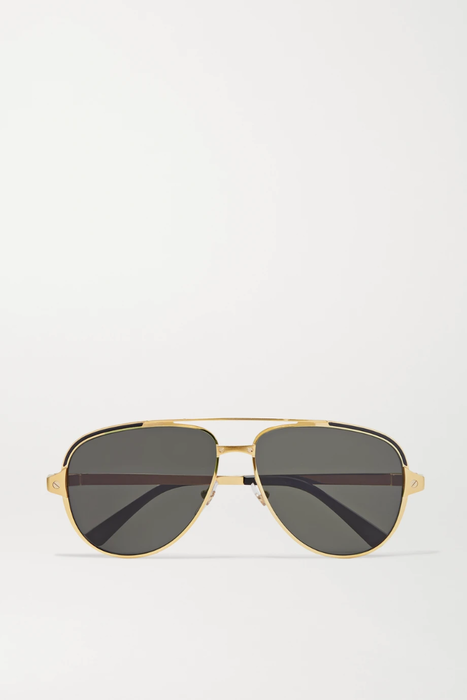 유럽직배송 CARTIER EYEWEAR Santos aviator-style gold-tone and acetate sunglasses 16494023980882301