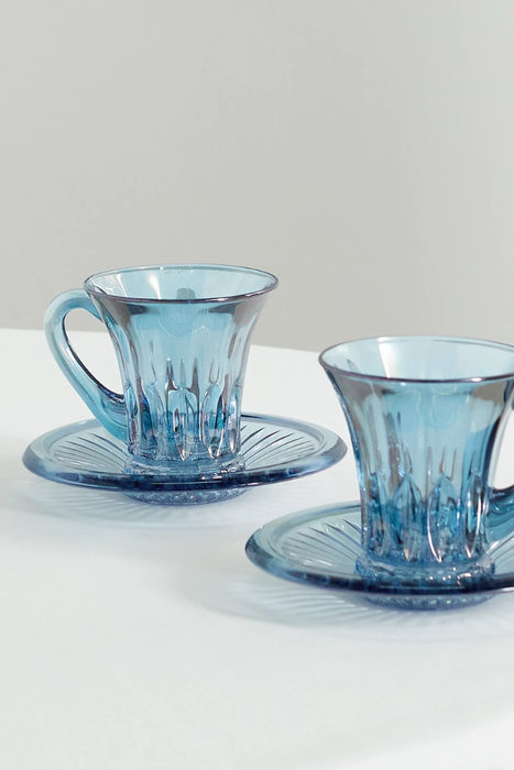 유럽직배송 LUISA BECCARIA Set of two iridescent glass tea cups and saucers 20346390236155031