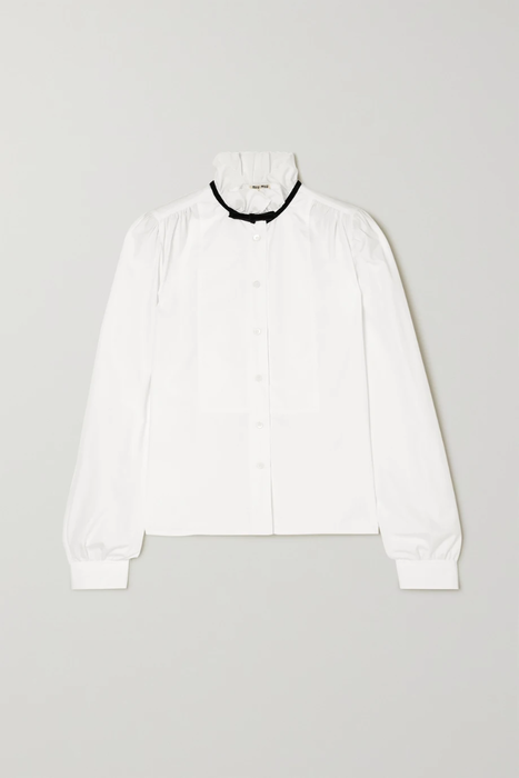 유럽직배송 미우미우 MIU MIU Bow-detailed cotton-poplin blouse 17428787259404310