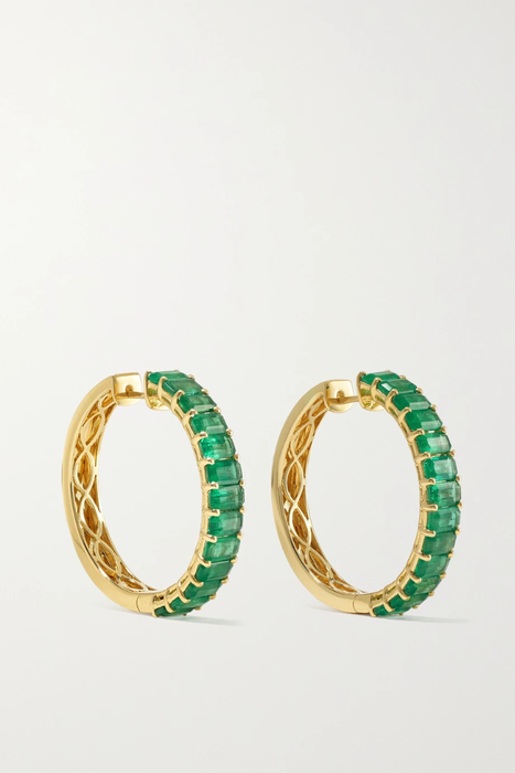 유럽직배송 SHAY 18-karat gold emerald hoop earrings 10163292707777626