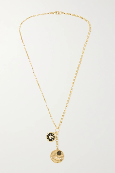 유럽직배송 FOUNDRAE Sana Resilience 18-karat gold, enamel, pearl and diamond necklace 560971904576582