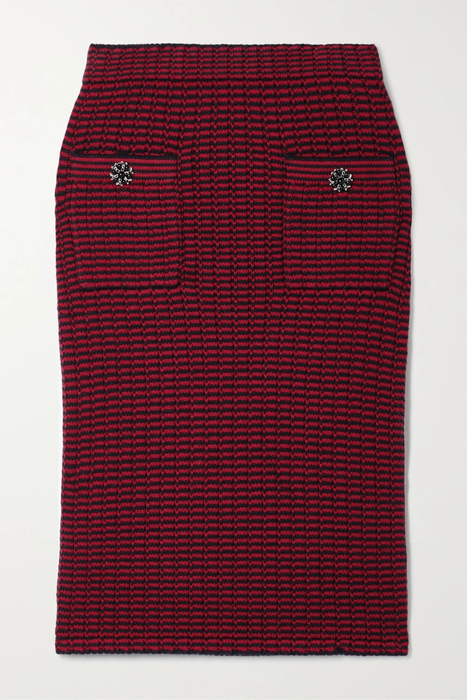 유럽직배송 셀프포트레이트 SELF-PORTRAIT Embellished striped cotton-blend skirt 24772899113131456
