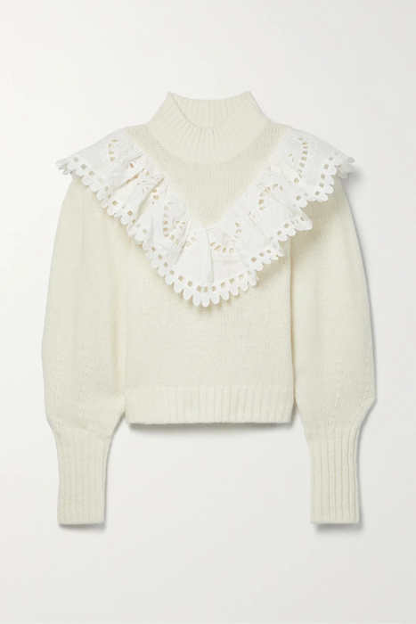 유럽직배송 Sea SEA Santos ruffled cotton-trimmed wool-blend sweater 13452677153197248