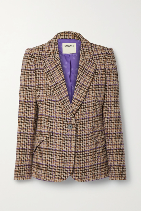 유럽직배송 라장스 L&#039;AGENCE Chamberlain houndstooth wool-blend tweed blazer 15546005222284098
