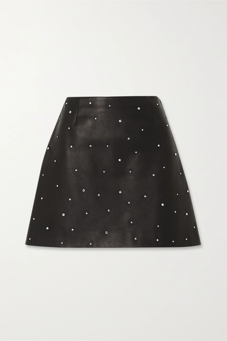 유럽직배송 미우미우 MIU MIU Crystal-embellished leather mini skirt 17428787259404300