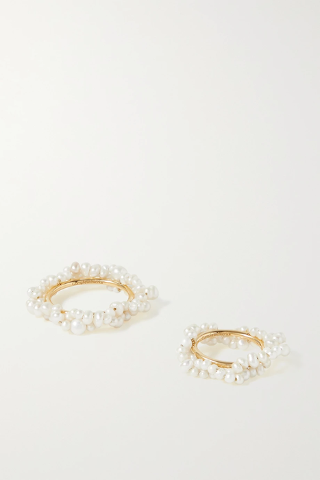 유럽직배송 COMPLETEDWORKS Set of two gold vermeil pearl rings 10163292707959098