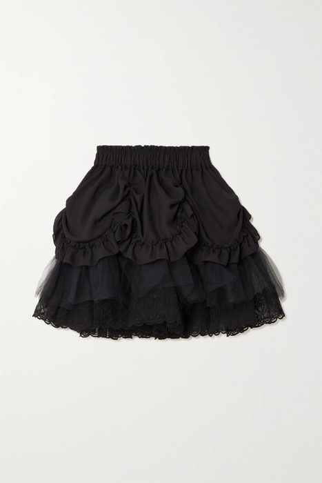유럽직배송 시몬로샤 SIMONE ROCHA Ruffled embroidered tulle and crepe mini skirt 15546005222104133