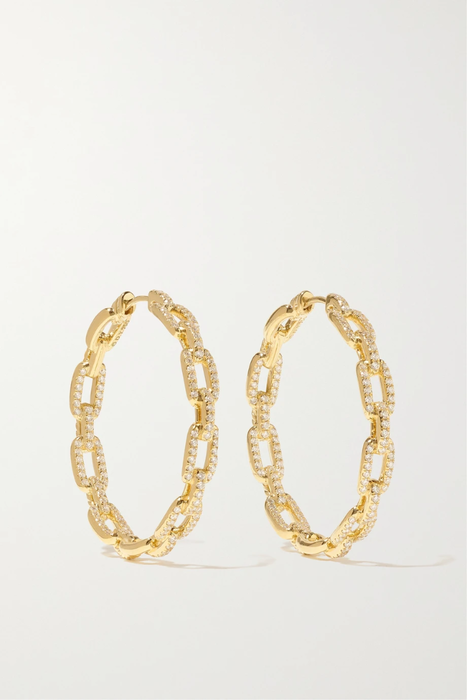 유럽직배송 데이비드율만 귀걸이 DAVID YURMAN Stax Chain Link 18-karat gold diamond hoop earrings 15546005222358839