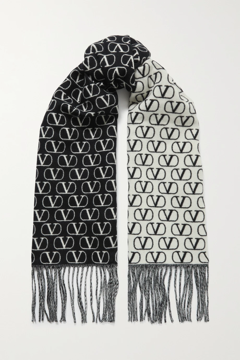 유럽직배송 발렌티노 VALENTINO Valentino Garavani fringed wool and cashmere-blend jacquard scarf 11452292645267512