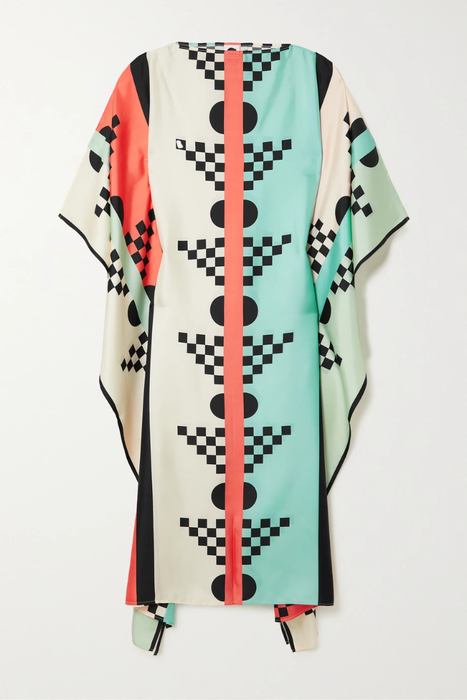 유럽직배송 LOUISA PARRIS + NET SUSTAIN asymmetric printed silk-twill dress 25185454456012195