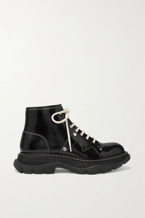 유럽직배송 알렉산더맥퀸 ALEXANDER MCQUEEN Glossed-leather exaggerated-sole ankle boots 17411127377056232