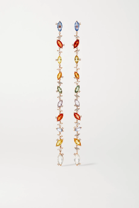 유럽직배송 SUZANNE KALAN 18-karat rose gold, sapphire and diamond earrings 2499567819656367
