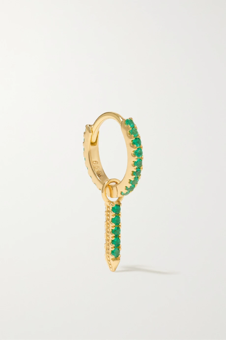 유럽직배송 마리아타쉬 싱글 귀걸이 MARIA TASH Eternity Bar 6.5mm 18-karat gold, diamond and emerald single hoop earring 17411127376812717