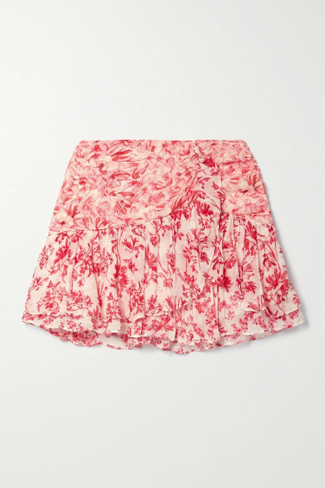 유럽직배송 러브샤크팬시 미니스커트 LOVESHACKFANCY Rhodes floral-print crinkled silk-crepon mini skirt 24772899113598230