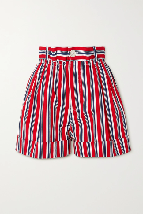 유럽직배송 미우미우 MIU MIU Striped cotton-twill shorts 31432202865463494
