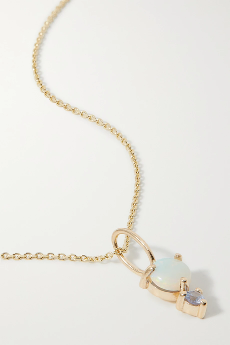 유럽직배송 WWAKE Small 14-karat gold, opal and sapphire necklace 27086482324282679