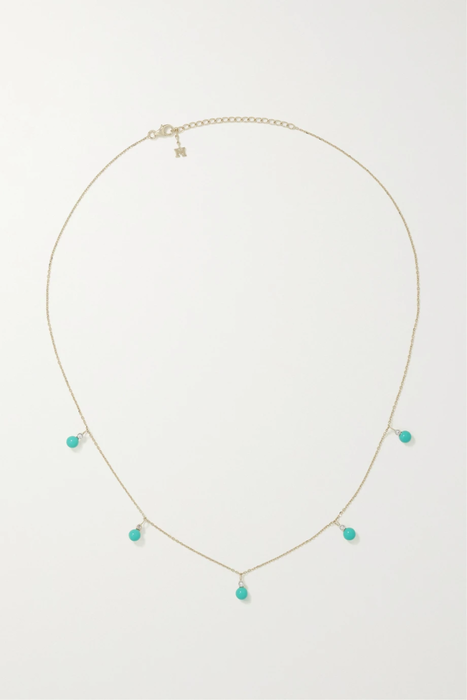 유럽직배송 마테오 목걸이 MATEO 14-karat gold, turquoise and diamond necklace 25185454456887326