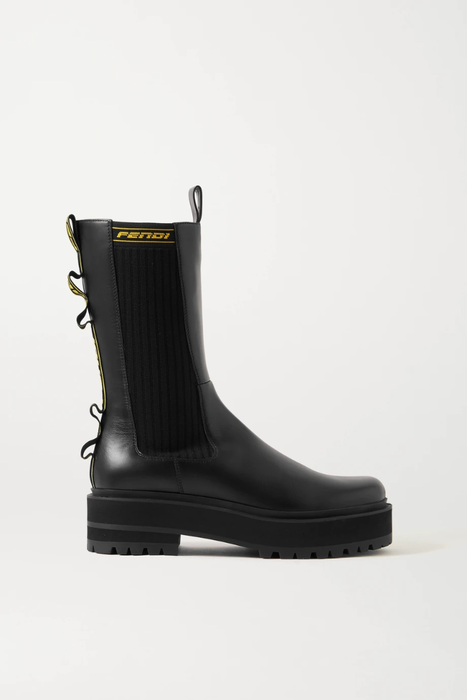 유럽직배송 펜디 FENDI Logo jacquard-trimmed leather Chelsea boots 31432202865203216