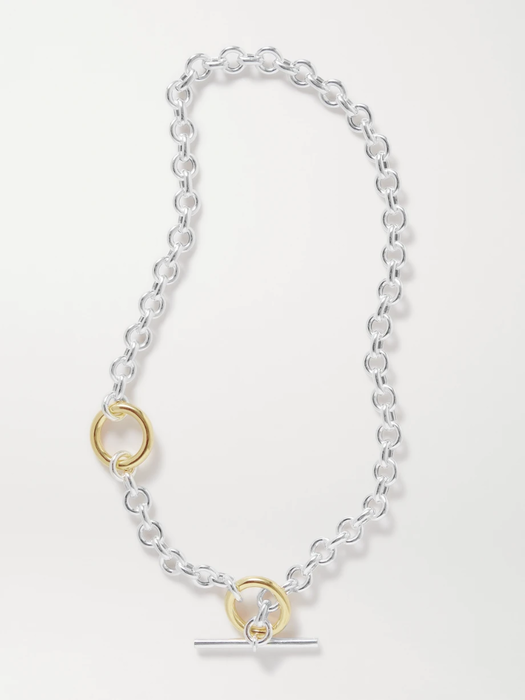 유럽직배송 LOREN STEWART Deux Toggle silver and gold vermeil necklace 10163292707757722