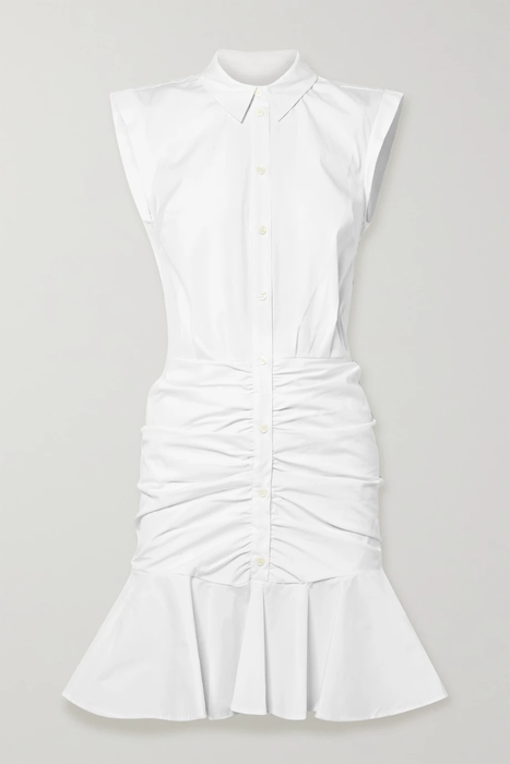 유럽직배송 베로니카비어드 VERONICA BEARD Bell ruched stretch-cotton poplin dress 17957409490182982