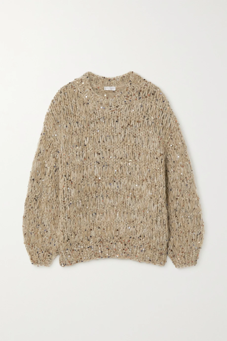 유럽직배송 브루넬로쿠치넬리 BRUNELLO CUCINELLI Sequin-embellished open-knit sweater 13452677153280013