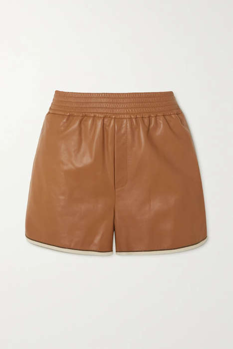 유럽직배송 브루넬로쿠치넬리 BRUNELLO CUCINELLI Bead-embellished suede-trimmed leather shorts 29419655932426122