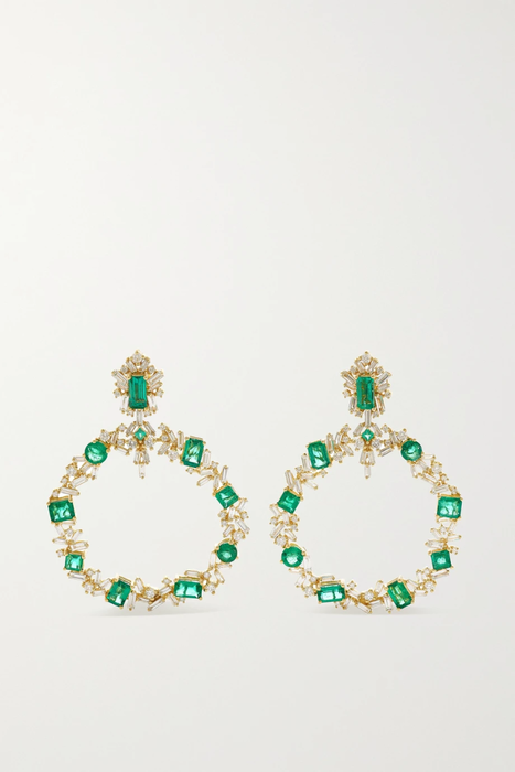 유럽직배송 수잔케일런 귀걸이 SUZANNE KALAN 18-karat gold, emerald and diamond earrings 46353151655322961