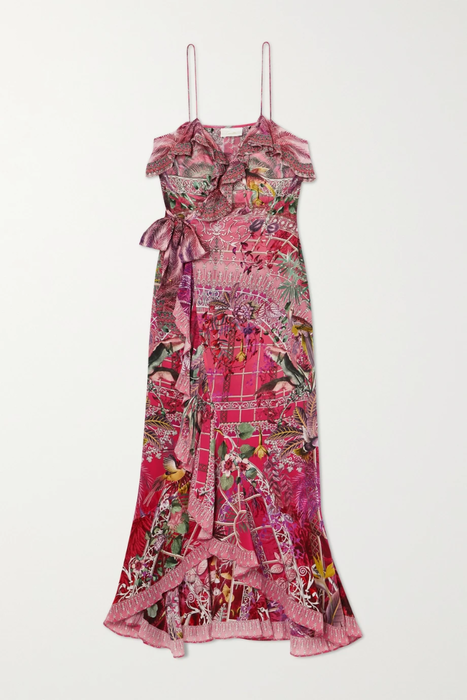 유럽직배송 CAMILLA Crystal-embellished ruffled printed silk crepe de chine wrap dress 27086482324427310