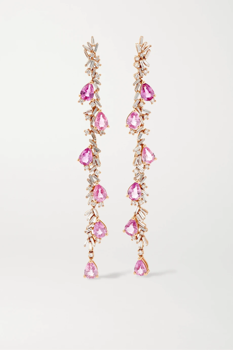 유럽직배송 SUZANNE KALAN 18-karat rose gold, diamond and sapphire earrings 2499567819655919