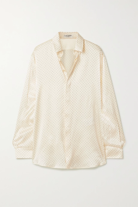 유럽직배송 생로랑 SAINT LAURENT Studded silk-satin blouse 17957409489837001